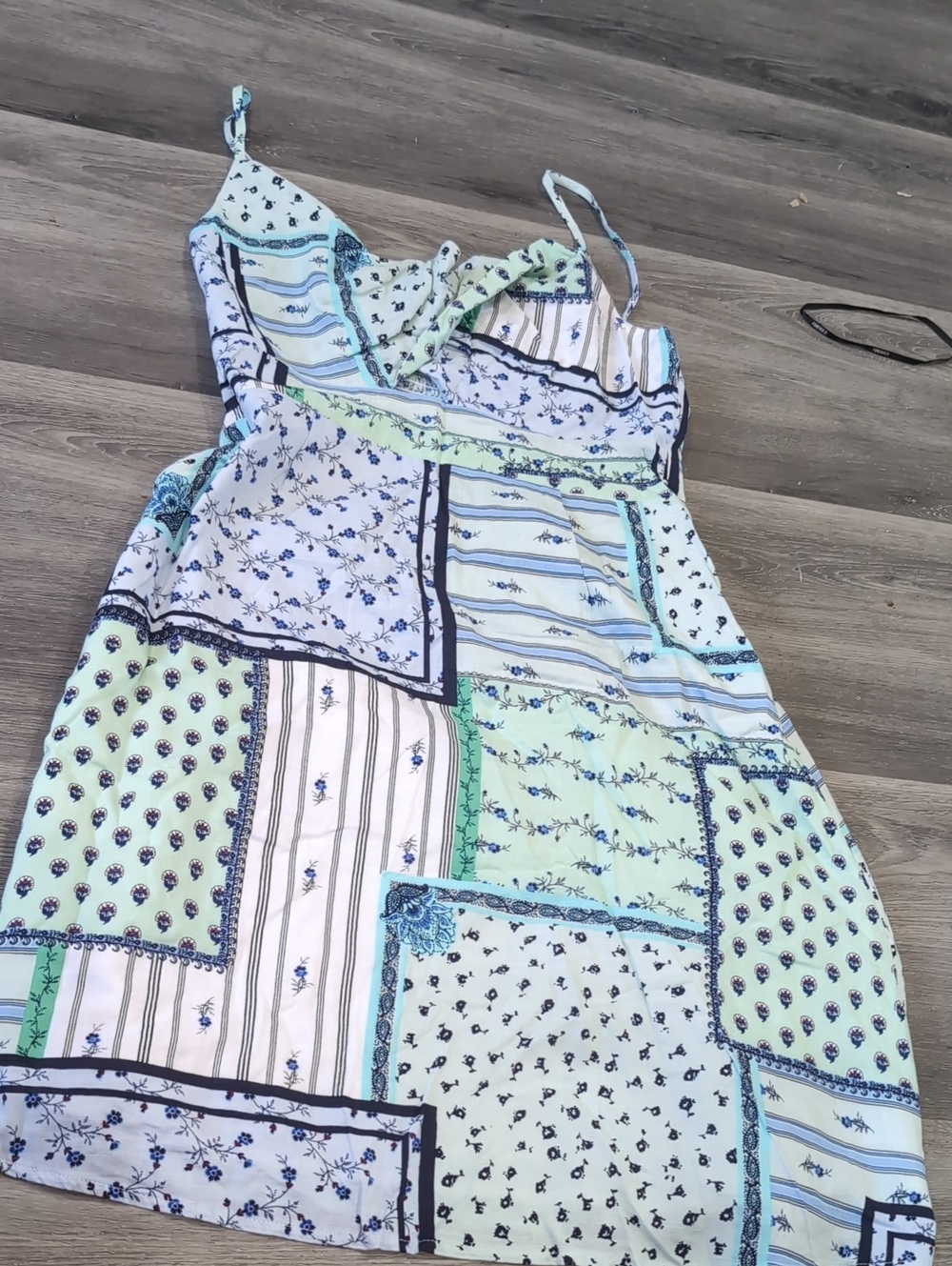 Light Blue & Mint Patchwork Summer Dress